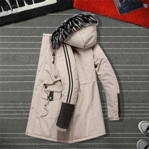 Winter Jacket Men Clothing Fur Hooded Warm Cotton Padded Coats Male Fashion Casual Zipper Long Parka Windbreaker Plus Size 201127