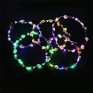 Luces de banda para la cabeza LED cuerdas brillantes corona diadema de corona iluminación guirnalda para la banda para el cabello guirnaldas para mujeres coronas de fiesta de Navidad C051607