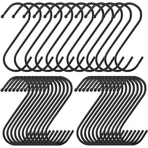 3,5 tum/8,6 cm s krokar svart stål S -formad krok för hängande pannor krukor växter väskor handdukar tungt kökhängare