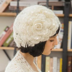 Berety cekiny na drutach beret czapki kobiety zima jesienna koreańska czapka dzianina dziewczyna słodka urocza moda moda elegancka ciepła kapelusz h6773berets chur22