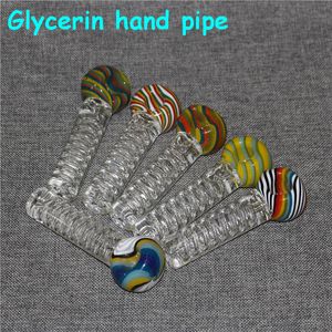 Glycerin Coil Freezable Pipe Glass Smoking Freeze Hand Pipes Spoon Water Bongs DABBER TOOLS Nektar