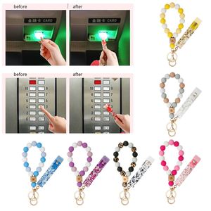 Wholesale ATM Non-contact Card Extractor Long Nail Card Picker Keychain with Silicone Bead Bracelet Credit Cards Grabber Keychains
