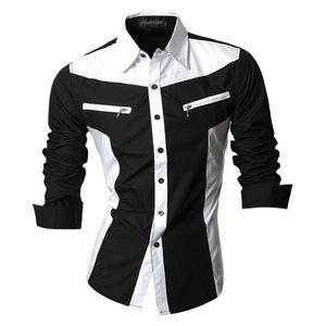 Jeansian vårhösten har tröjor Män Casual Shirt Långärmad Slim Fit Male Zipper Decoration (inga fickor) Z018 220324