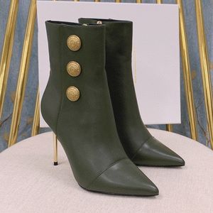 Designer-Heed Heeled Martin Buty Jesień Zima Gruba Heel Kobiety Buty Desert Boot Real Leather Zipper List Lace Up Moda Lady Obcasy La