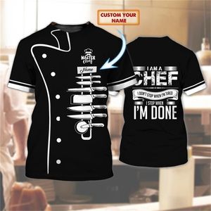 Camiseta Custom Name Master Chef 3D Sobre Mens Impresso Verão Verão Manga Curta O-pescoço Unisex Casual Esportes T-shirt DX23 220408