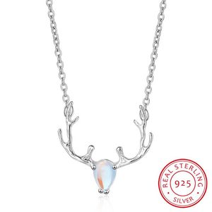 Andra älg mode utsökt temperament sterling silver smycken månsten kristall hjort klumpkedja hänge halsband h329 annan