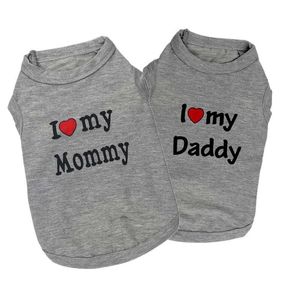 Abbigliamento per cani Vendita Gilet estivo Camicia Vestiti Cappotto Pet Cat Puppy 100% Gilet in cotone I LOVE MY DADDY MOMMY Abbigliamento per cani Costumi