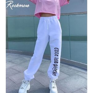 Rockmore Letter Printed Joggers Women High Waist Pants Trousers streetwear Sweatpants Gothic Plus Size Harajuku Wide Leg pants T200516