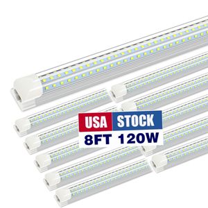 JESLED LED Tube Light, Shop Lights, 8FT 120W 12000lm, 6500K Cool White D-Shape Clear Cover, Hight Output, for Garage, Warehouse