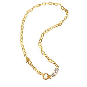 Pendanthalsband CZ Stone Tennis Chain i kombination med Oval Choker -halsband för kvinnor 316L rostfritt stål 18K Guldpläterad halsbandsgåvapenda