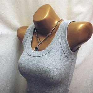 Örme Elastik Katı Kadın Tank Tops Yaz Kolsuz Seksi Klasik Tarzı Tüm Maç Kadın Dış Giyim Çeker Tees 220318