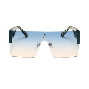 Símbolo De Metal al por mayor-Gafas de sol de diseño para hombres Metal Spectacle Frame Beach Lente de una pieza UV400 Diseño futurista Templos sin marco decorados con símbolos dorados tonos masculinos