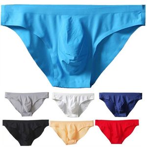 Unterhosen Männer Nahtlose Unterwäsche Eis Seide Niedrige Taille Durchscheinend Ein Stück Slip Sexy Dessous Shorts Cueca Ultradünne Under WearUnderpant