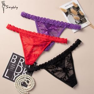 Sexy Lingerie Women Женщины кружевные трусики Thongs кружевные вышива