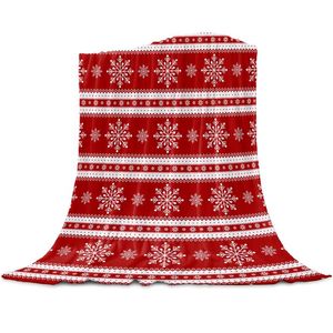 Blankets Christmas Snowflakes Red Background Throw Blanket For Beds Microfiber Flannel Warm Sofa Bedding Bedspread Gifts