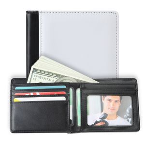 Sublimation Wallet Blank for Men Graduation Gifts Leather Heat Transfer Purse Blanks DIY Bifold Wallets with ID Window Card Holder