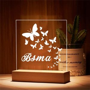 Personalizzato Animale Elfi Dinosauro LED USB Luce Notturna Nomi Personalizzati Lampada Acrilica Per Bambini Decorazione Domestica 220623