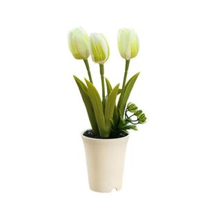 Flores decorativas grinaldas maravilhosas simulação de tulipa falsa Bonsai sem odor atraente aparência vívida artificial com flor