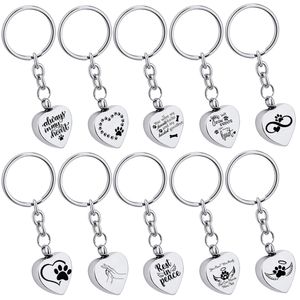 Heart Engraving Pendant Key Chain Cremation Urn Key Ring Memorial Human Pet Ashes Keepsake Ornaments Jewelry for Men Women