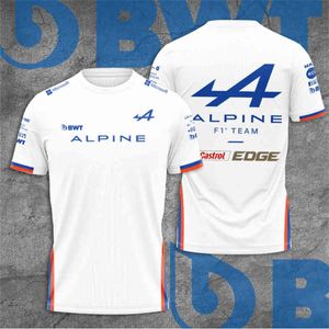 2022f1 Racing Summer Short Camiseta Outdoor Extreme Sports Vestuário Fórmula 1 Maillot Alonso Alpine F1 Team Gp Espanha Pour Homme Novo 198Q