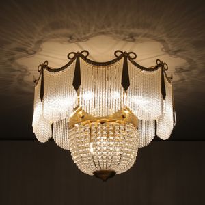 French Modern Crystal Ceiling Lights Fixture American Luxurious Ceiling Lamps European Elegant Hanging Lamps Bedroom Living Room LOFT Villa Home Indoor Lighting