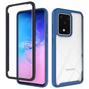 Armour Bumper Shock Absorption Fodral för Samsung Galaxy Not20 Ultra S20 Fe S10 S9 Plus A51 A71 2 i 1 Transparent skyddsfall