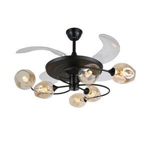 42 inch Modern Ceiling Fans Light With Glass Lampshade Chandelier for Living Room Bedroom