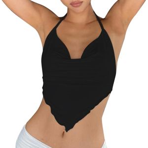 Damen-Tanks, Camis, BH-Träger-Oberteil, einfarbig, schöner Rücken, sexy, lose Schnürung, Neckholder-Tank, sportliche Crop-Tops für Damen