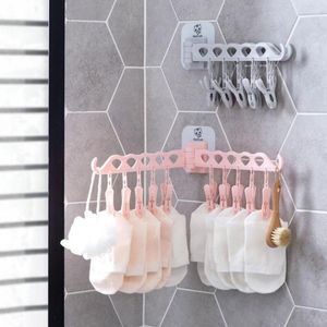 Laundry Bags 2022 Household Hooks Multiple Clip Hanger Children Baby Sun Socks Underwear Fold Clothespins Clothes Rack