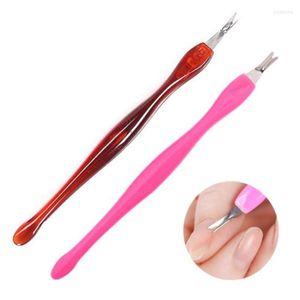 Nagelfiler 1pc nagelband pushers rostfritt stål pusher remover död hud gaffel nipper trimmer manikyr konstverktyg prud22