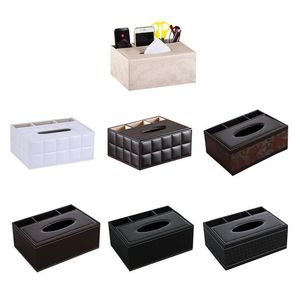 Storage Boxes & Bins Desktop Leather Tissue Box Kitchen Office Organizer Remote Control Holder Pencil Scissor Container PU