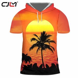 Man Casual Coconut tree Hooded Tshirt Clothing Selling Mens Tee Shirt 3D Printed Creative Colored Tshirt 220623