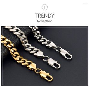 Link Chain 9mm Wide Six Sided Grinding Bracelet Stainless Steel Vintage Gold Punk Thick Bracelets On Hand 2022 Jewelry Kent22