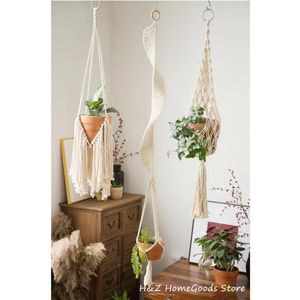 Tapestries Large Macrame Plant Hanger Long Spiral Pot Holder Suspended Wall Planter Basket Decorative Crochet Ceiling Hanging TerrariumTapes