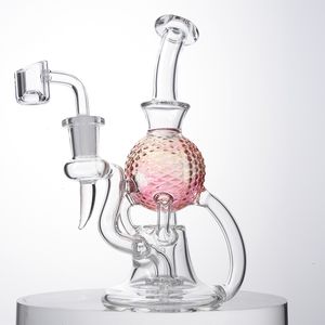 Pink Recycler Hookahs Heady Glass Showerhead Perc Glass Bong Beach Ball Oil Rigs Percolator With Banger XL-2242