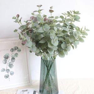 Decorative Flowers & Wreaths Green Artificial Leaves Large Eucalyptus Leaf Plants Wall Material Fake For Home Shop Garden Party Decor 66cm