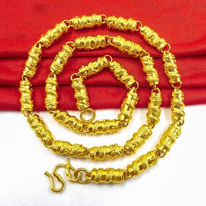 Collana da uomo spessa e pesante da 8 mm, catena in oro giallo massiccio 18 carati, classica gioielleria maschile, pilastro del drago, stile hip-hop, lunga 60 cm.