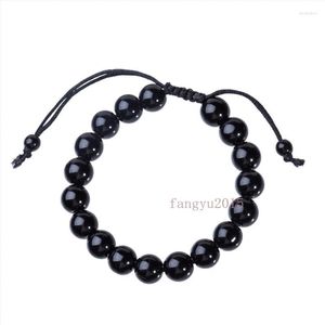 Boncuklu iplikler doğal obsidiyen yorgunluk karşıtı bracele 6-10mm yuvarlak erkek bilezik ayarlanabilir yakışıklı siyah boncuk bilezikler için kadın takı k