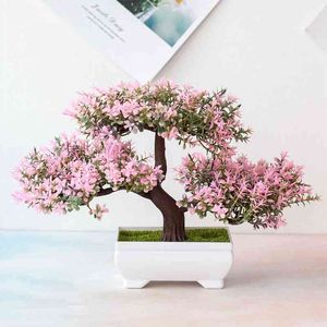 Plantas artificiais Pine Bonsai Small Tree Pot Flowers Fake Ornaments para decoração de jardim de decoração em casa