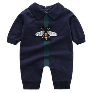 Recém -nascidos Baby Baby Bee Little White Brancos Azul Darco Algodão Infantil Menina Mumps Sapls Lapas Mosies de mangas compridas Roupas para crianças pequenas