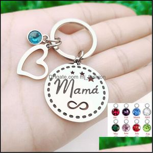 Key Rings Jewelry Custom Mothers Day Birthday Mama Birthstone Charm Hollow Infinite Love Keychain Drop Delivery Ybzdh