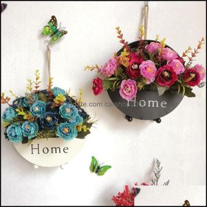 Outra decora￧￣o de casa de decora￧￣o de casa parede de ferro pendurada cesta de flores planta bonsai pote metal prateleira de armazenamento artesanal para entrega