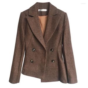여자 정장 블레이저 고품질의 작은 정장 재킷 가을과 겨울 두꺼운 향기 스타일 짧은 패션 슬림 모직