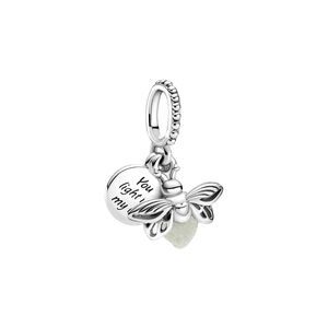 New 925 Sterling Silver Luminous Firefly Pendant Charm Ladies DIY Jewelry Beads Pendant for Pandora Original Bracelet