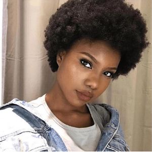 Wholesale short human hair full wigs for sale - Group buy Short Machine made Wigs For Black Women Brazilian Remy Human Hair Brown Colors Bob Afro Kinky Curly Full Wig