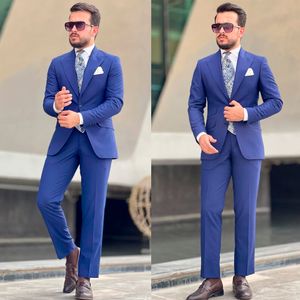 Customized Men Party Suits Wedding Groom Tuxedos Slim Fit Two Pieces Beach For Men Peaked Lapel Formal Prom Suit