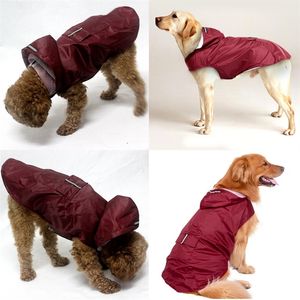 Pet small Dog Raincoat Waterproof Large Dog Clothes Outdoor Coat Rain Jacket Reflective Puppy Big dog poncho Breathable mesh T200328