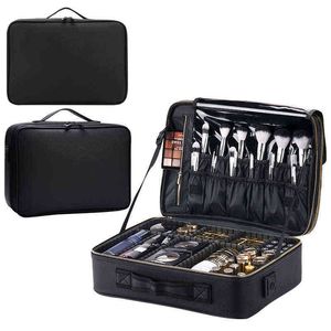 Portable Pu cosmetic bag large capacity portable ins case leather professional travel storage 220518
