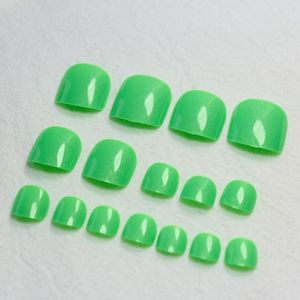 False Nails Shiny Candy Acrylic Toenails Grass Green Square Lady Simple Nail Design Product 077t Prud22