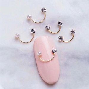 Perle Nail Art Diamant achat en gros de 50pcs Gold Diamonds Pearl Smile Design Rhingestones Metal Studs Accessoires Manucure Crystal D Nail Art Decorations TIPS303J